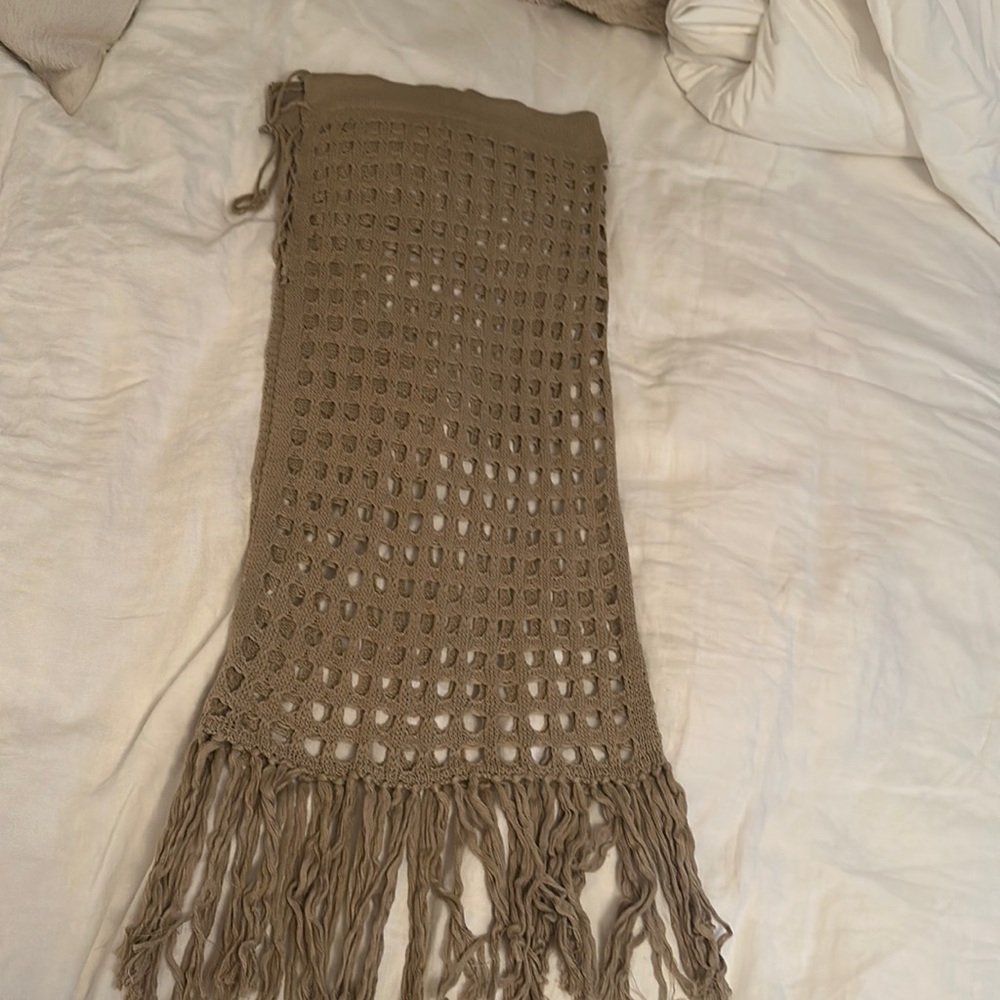Tan crochet skirt